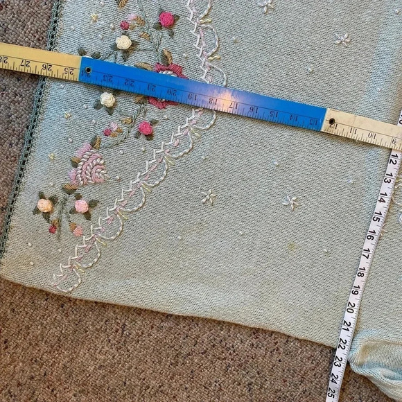 Vintage Y2K Shenanigans Beads Floral Embroidery Knit Sweater Woven Size M-L - Picture 2 of 8